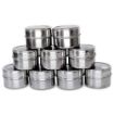 Picture of spice rack Magnetic Spice Tins Set, Stainless Steel Round Storage Containers Sift and Pour Great for Salt Pepper Herbs or Seasonings