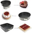 Picture of cake mould Teflon Coated Spring Form Heart Round and Square Shape Cake Baking tins pan Trays Moulds with Removable Base Can be Used Microwave Oven
