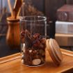 Picture of Wooden Lids Glass Food Storage Container Airtight Food Jars with Bamboo Kitchen Canisters