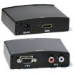 Picture of HDMI TO VGA CONVERTER HDMI TO VGA Converter with audio output desktop laptop monitor tv projector connected and converter male and female output connected device Cable connected device Box USB to HDMI VGA Sync Output Windows 7/8/10 Network connected power
