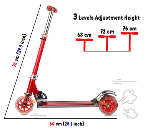 Picture of Kick Scooter for Kids  Scooter for Kids 3 Wheeler Foldable Kick Skating Cycle with Brake and Bell  Road Runner Scooter for Kids Smart Kick Scooter
