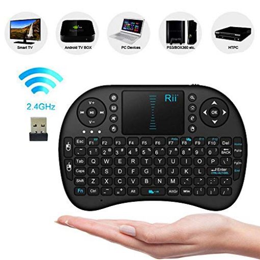 Picture of Mini Wireless Keyboard  Touchpad Mouse Combo with Backlit Multimedia Keys USB Rechargeable Handheld Remote Control Keyboard for Smart TV  Laptop  PC  Tablet  X-Box  Android TV  Portable Wireless Bluetooth Multifunction Touchpad Keyboard