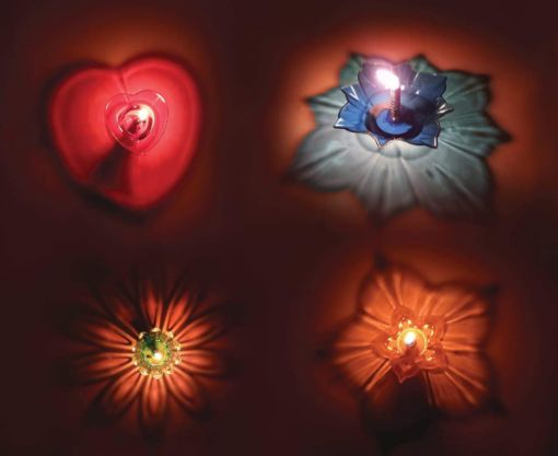 Picture of 12 Designer Transparent Diya  3D Reflection Diya Combo Special Reusable   Deepawali Oil Lamps for Pooja Puja