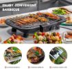 Picture of Portable Tabletop Grill Kitchen BBQ Grills Adjustable Temperature Control Portable Electric Grill Electric Barbecue Smokeless Indoor and Outdoor Grill Barbeque Grill Outdoor with Wooden Handle BBQ Skewer
