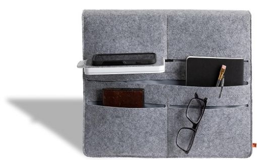 Picture of WIRELESS CHAGE BED CADDY Wireless Qi-Charging Bed Caddy Soft Fabric Organizing Pockets with Phone Shelf and Universal Bed Attachment BED ORGANIZER BAD ORAGANIZER