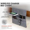 Picture of WIRELESS CHAGE BED CADDY Wireless Qi-Charging Bed Caddy Soft Fabric Organizing Pockets with Phone Shelf and Universal Bed Attachment BED ORGANIZER BAD ORAGANIZER