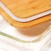 Picture of Rectangular Glass Food Storage Containers LUNCH BOX WOODEN LID RECTANGLE