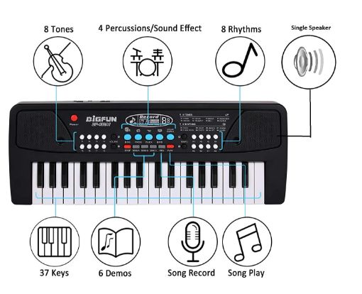 Picture of 37 Key Electric Piano Keyboard Musical Toy 37 Key Piano Keyboard Toy with DC Power Option