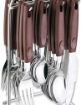 Picture of Spoon Stand with Spoon Set for Dining Table with -24 Piece Stainless Steel with Plastic Cutlery Set- Dinner Spoons Dinner Knives Tea Spoons Dinner Forks