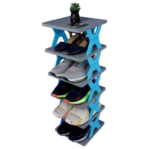 Picture of 6 LAYER FOLDABLE SHOE RACK Smart Shoe Rack with 6 Layer Shoes Stand Multifunctional Entryway Foldable & Collapsible Door Shoe Rack