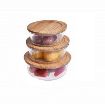 Picture of 3 PIS LUNCH BOX WITH WOODEN LID STORAGE BOX WOODEN LID