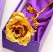 Picture of Golden Foil Rose Flower with Luxury Gift Box and Bag Great Gift Idea for Valentine's Day Mother's Day Thanksgiving Day Christmas Birthday Anniversary Home Decor Gifting artificial 24 k golden rose