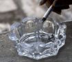 Picture of Round Cut Glass Ash Tray Crystal Clear Glass Ashtray Cigarettes Ash Tray Tabletop Ashtray for Home Crystal Round Shape Table Top Ash Tray Table Top Decor Glass Ashtray For Indoor And Outdoor