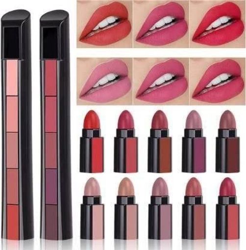Picture of huda love beauty 5 in1 matte multicolor lipstick  Combo of 2 Fabulous Matte Shades 5 in 1