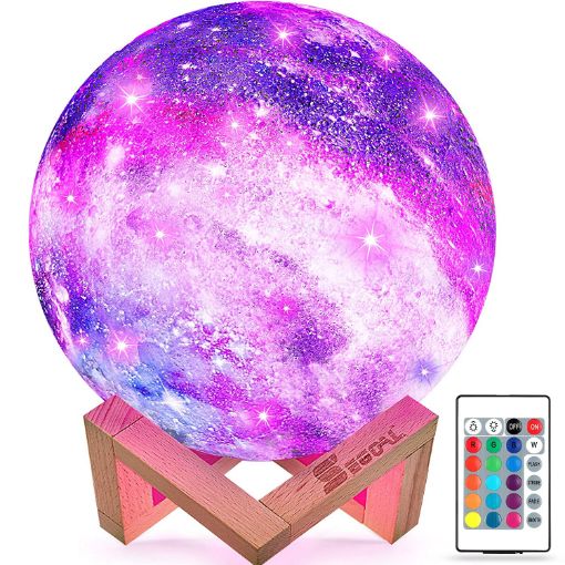 Picture of 3D Print 16 Color Changing Moon Decorative Night Light Lamp with Remote Touch Control