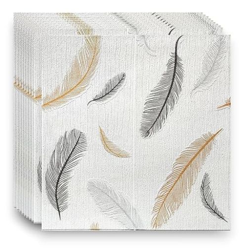 Picture of 3D Wall Stickers  DIY Wallpaper Aesthetic Feather Printed Wallpaper