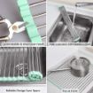 Picture of DISH DRAIN Foldable Drain Rack Kitchen Sink Shelf Stainless Steel Multifunction Roll Up Dish Drying Folding Wash Drainer TraySteel Roll-Up Crockery Vegetable Utensils Rack