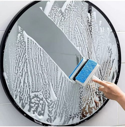 Picture of Glass Cleaning Tools 2 in 1 Glass Wiper Cleaning Brush Mirror Grout Tile Cleaner Washing Pot Brush Double-Sided Glass Wipe Bathroom Wiper Window Glass Wiper