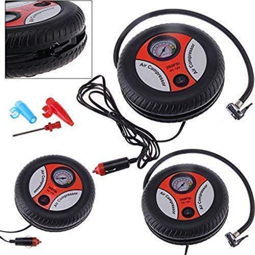 Picture of Air Tyre Compresor Black Electric  Mini Dc 12V Air Compressor Pump  Car and Bike Tyre Tire Inflation Tyre Air Pump