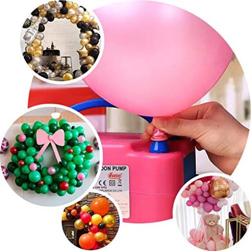 Picture of electric balloon pump New Two Nozzles High Power Electric Balloon Inflator Air Pump for Balloons Foil Balloons Inflatable Toys