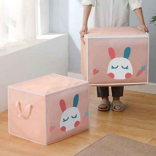 Picture of Print Square Non Woven Fabric Foldable Wardrobe Organizer Cube Cloth Storage Box