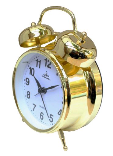 Picture of Glossy Metal Table Alarm Clock win Bell Golden Table Alarm Clock  Alarm Clocks for Heavy Sleepers Kids Bedroom Alarm Clocks