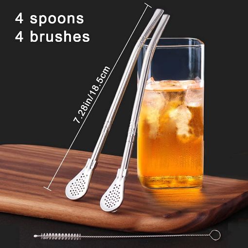 Picture of Tea Straw Drinking Straw Spoon Tea Filter Tea Straws Gourd Washable