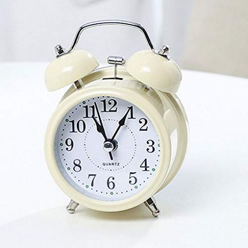Picture of cream clock twin bell clock Alarm Clock small clock Matt Clock