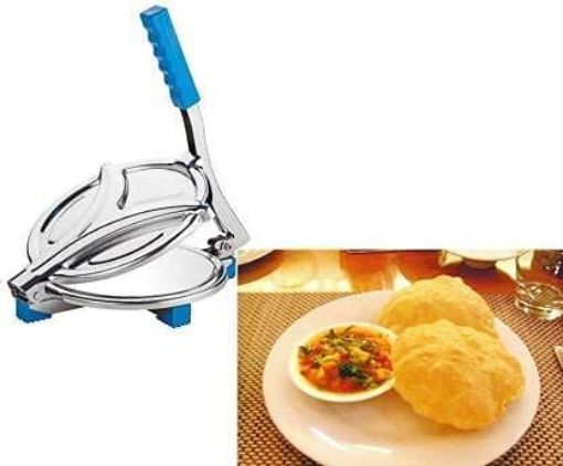 Picture of Puri Maker Puri Press Machine with Handle Chapati Maker Papad Khakra Maker Puri Presser Big Size  Puri Press Steel Roti Maker Machine Roti Maker Press