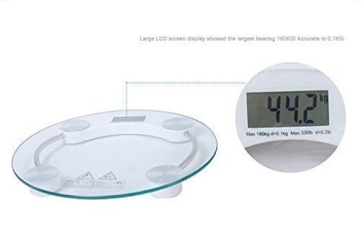 Picture of 8 MM Personal Weight Scale Electronic Digital Personal Weighing Scale - 8mm Thick Tempered Glass electronic digital personal bathroom health body weight weighing scale