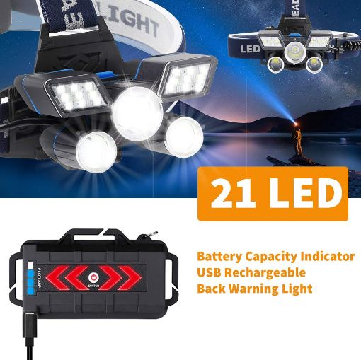 Picture of Waterproof work Headlight Best Headlamps for Hard Hat  Brightest 21 LED 9 Modes Head Lamp