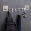 Picture of Plastic Sticky Hook & Stainless Steel Hook Rail Wall Hanging 6 Hook Rack for Kitchen Bathroom - 6 Hooks